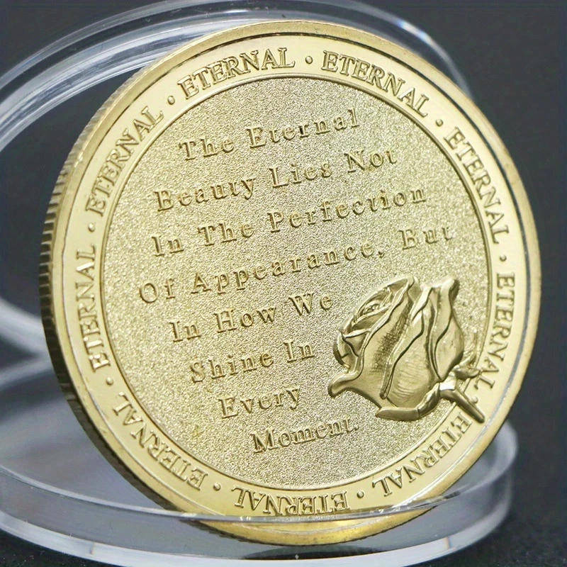 Gold Skull & Rose Coin  Striking Collectible Art