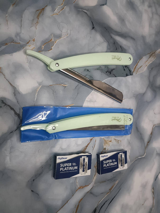 Straight Razor + Stainless Steel Blades