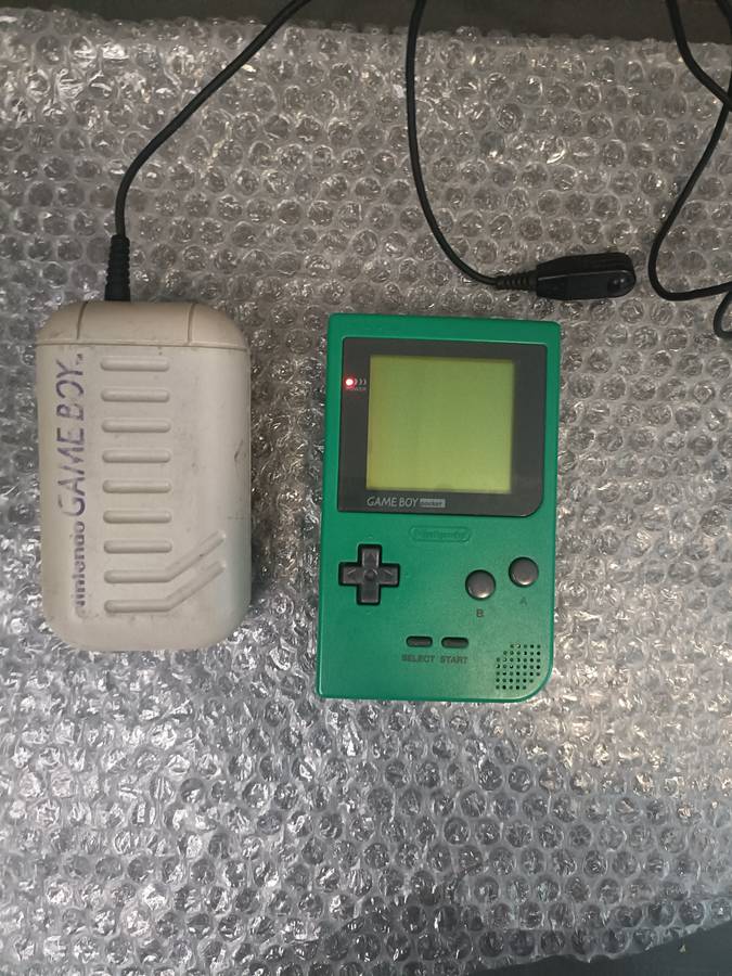 Gameboy Pocket (Green) With Gameboy Portable Battery.