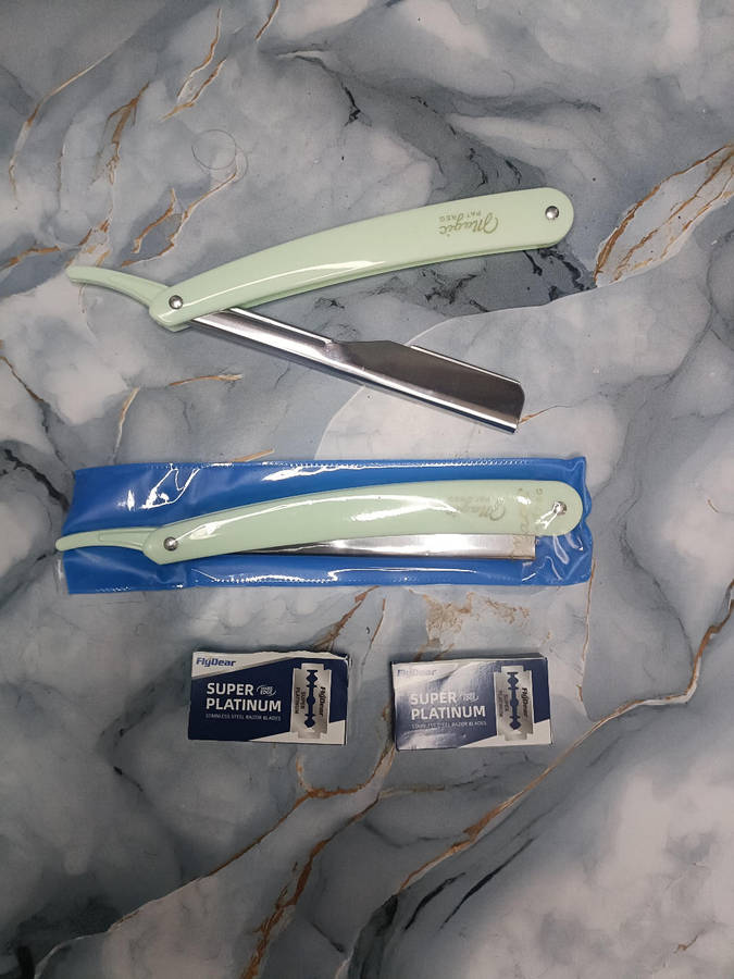 Straight Razor + Stainless Steel Blades