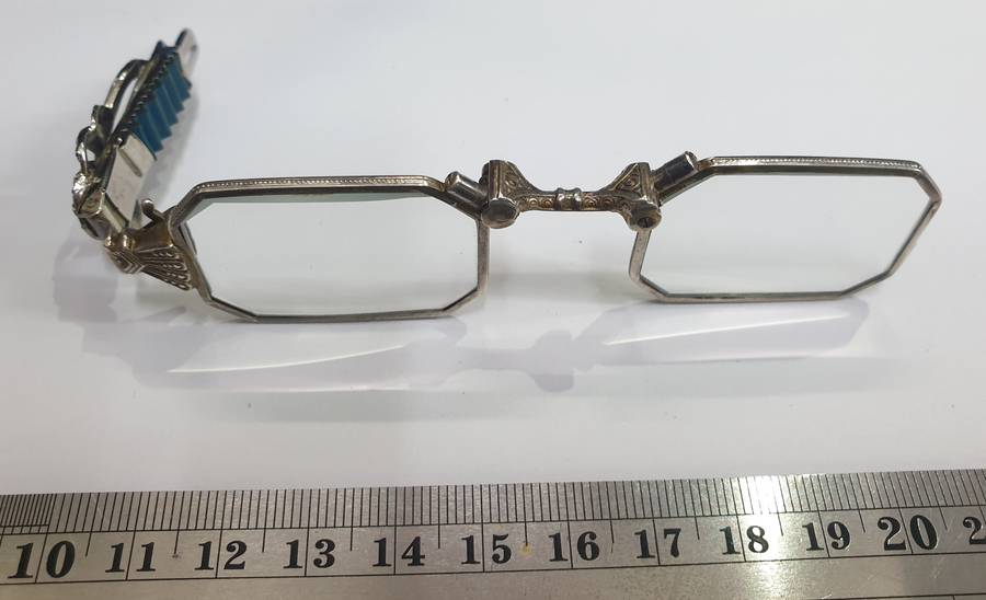 Antique German silver and marcasite lorgnette (spectacles with a handle)