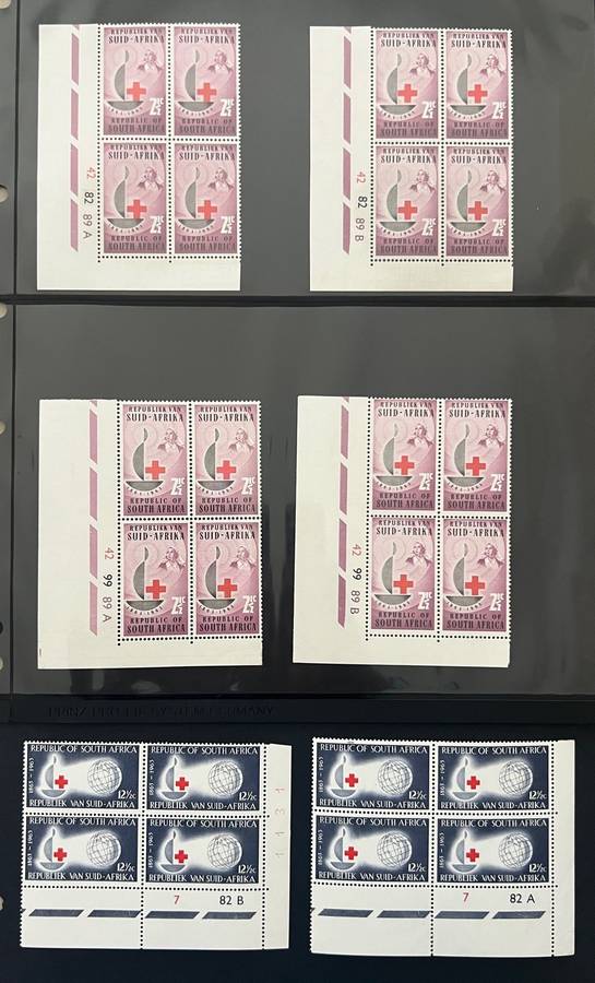 RSA 1963 CENTENARY OF RED CROSS COMPLETE SET OF CONTROL BLOCKS - SCARCE!
