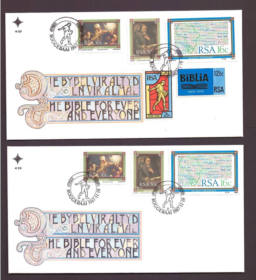 1987 FDC 4.23 BIBLE WITH ADDITIONAL 1970 BIBLE SOCIETY STAMPS - VERY SCARCE!