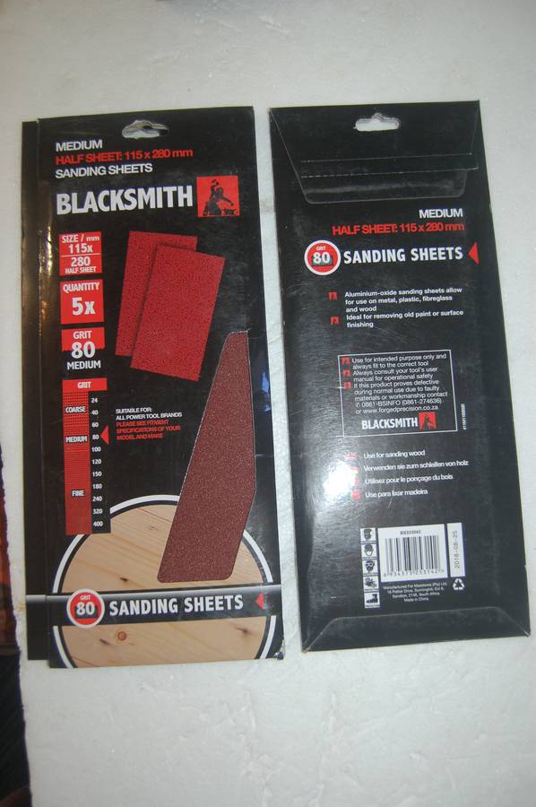 BLACKSMITH HALF SHEET SIZE 115MM X 280MM SANDING PAPER MEDIUM GRIT (5 SHEETS PER PACK)