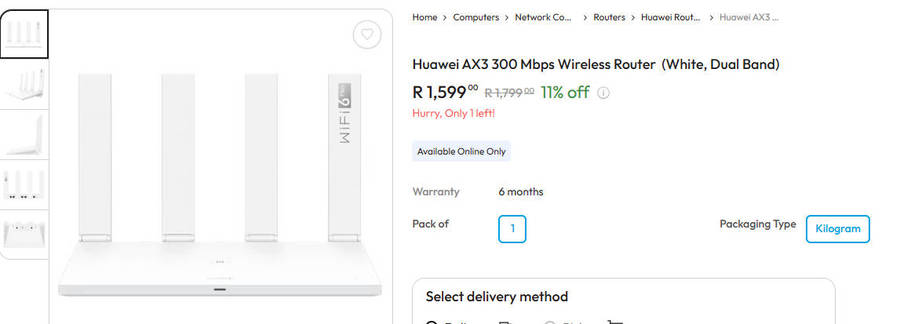 Huawei AX3 - 3000MPS Router - Model WS7100