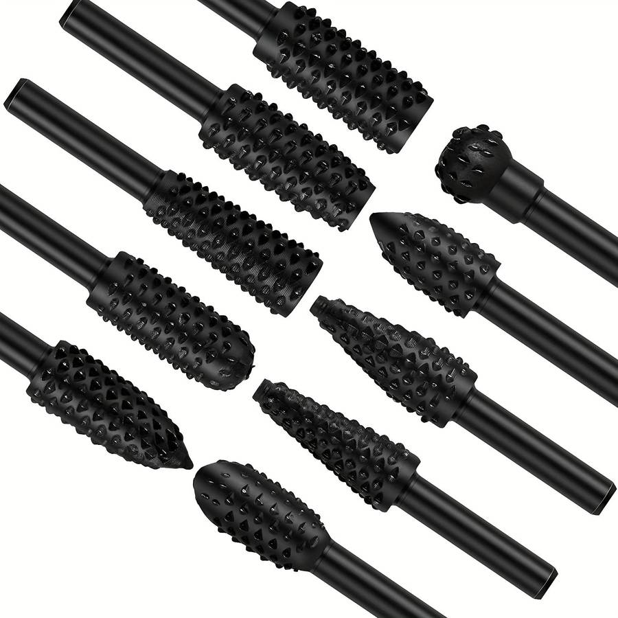 5-Piece Wood Carving Rasp Drill Bit Set - 1/4 Inch 6mm Rotary Rasp Drill Bits For Diy Woodworking, R