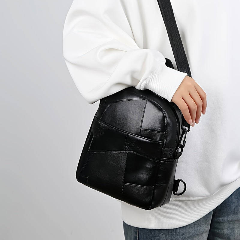 Black Faux Leather Backpack