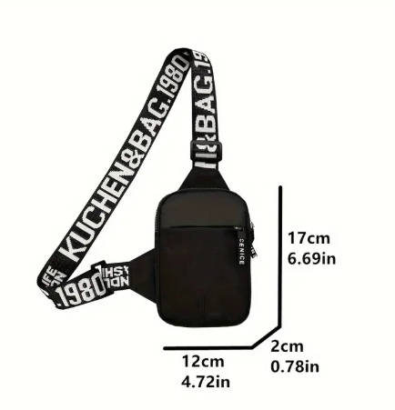 1pc Trendy Men's Nylon Chest Bag with Headphone Design Casual Mini Crossbody Satchel Sporty Adjustab