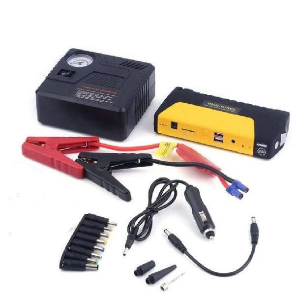Portable 12V Automatic Car Battery Jump Starter With Air Compressor 16800mah