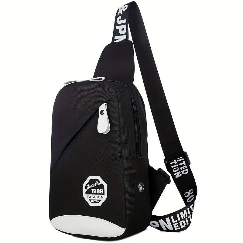 Fashion Black Nylon Women's Crossbody Bag - Lightweight Adjustable Shoulder Strap Crossbody Chest Ba