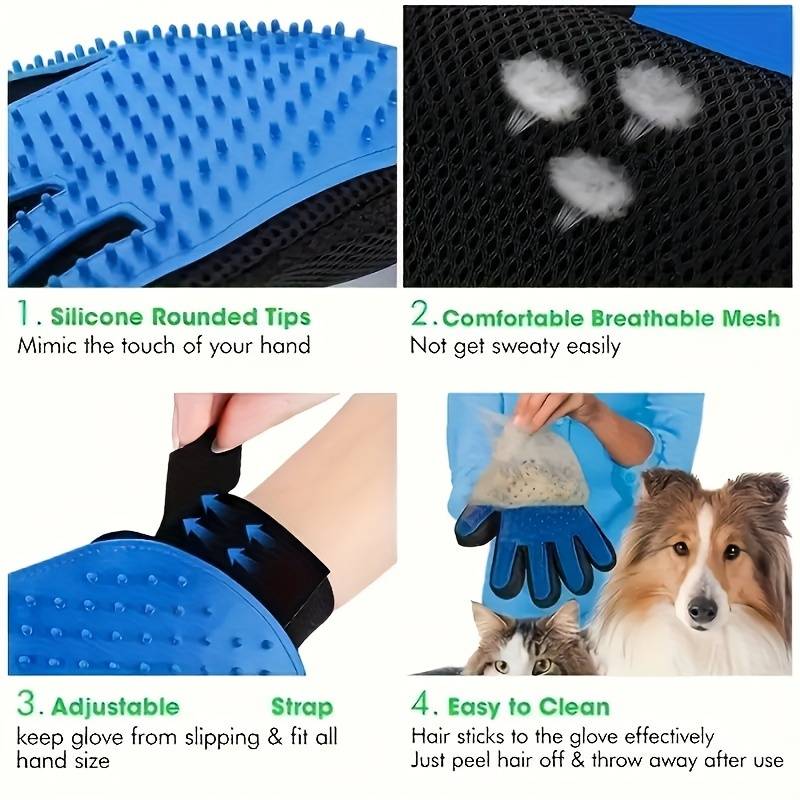 1-Pack Gentle Pet Grooming Gloves