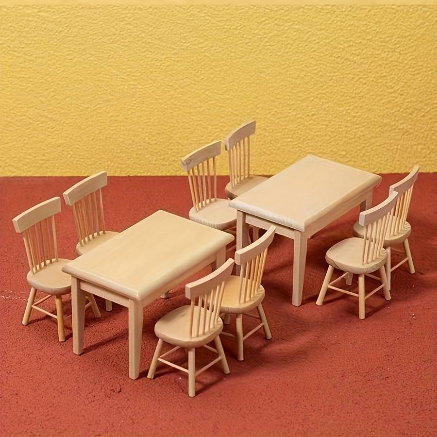 5-Piece Mini Wooden Dining Table Set - Perfect For Living Room Decor, Includes Table And Chairs