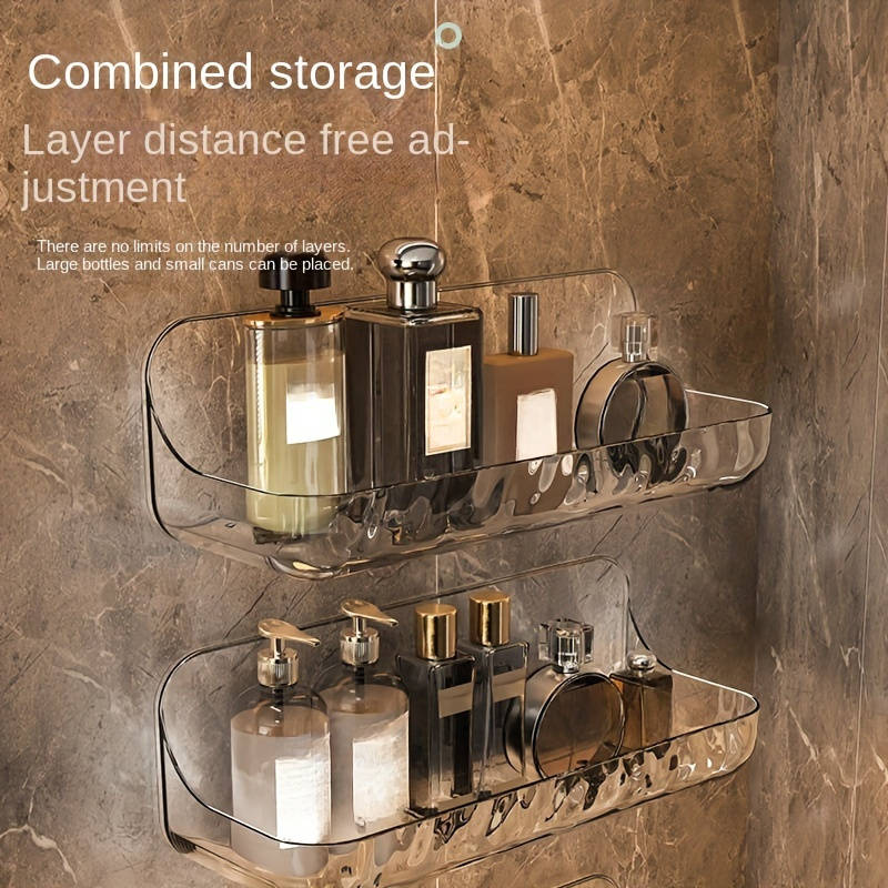 Wall Mounted Acrylic Bathroom Organizer No Drilling Required Easy Installation Plastic Cosmetics
