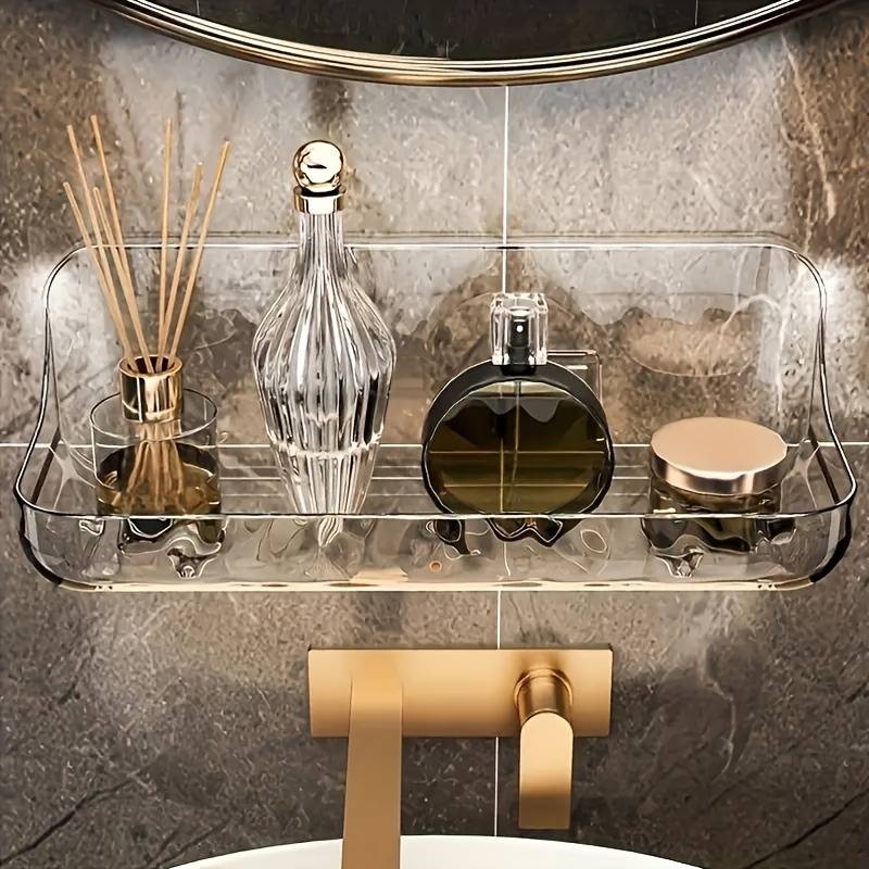 Wall Mounted Acrylic Bathroom Organizer No Drilling Required Easy Installation Plastic Cosmetics