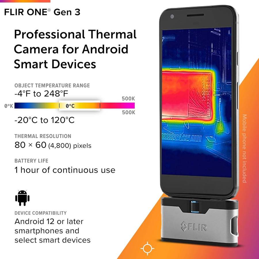 FLIR ONE Gen 3 - Thermal Imaging Camera for Android Smartphones (USB-C): Use for Home Inspection, HV