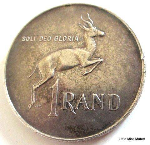 Two 1966 South African one Rand coins---Africans and English---,800 Silver 15 Gram