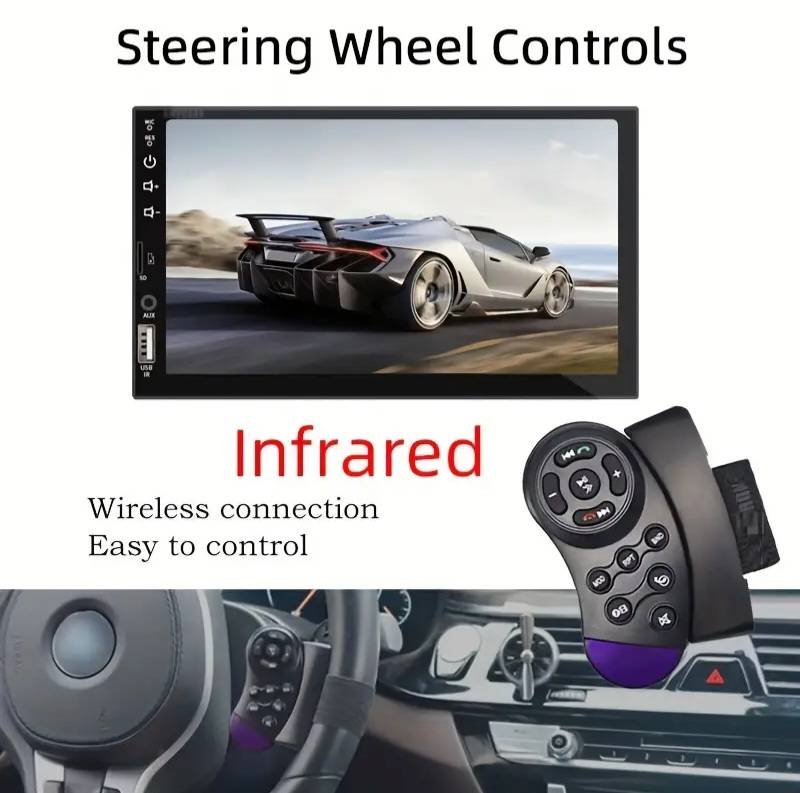 7 Inch HD Touch Screen Car Multimedia Player, Single DIN, Wired CarPlay & Android Auto