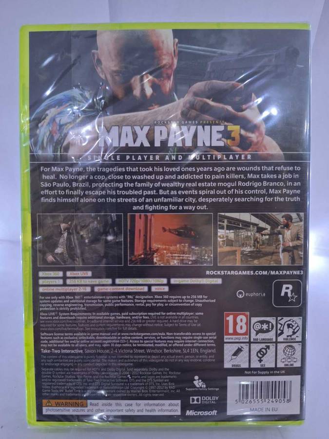 Max Payne 3 *FACTORY SEALED (XBOX 360)