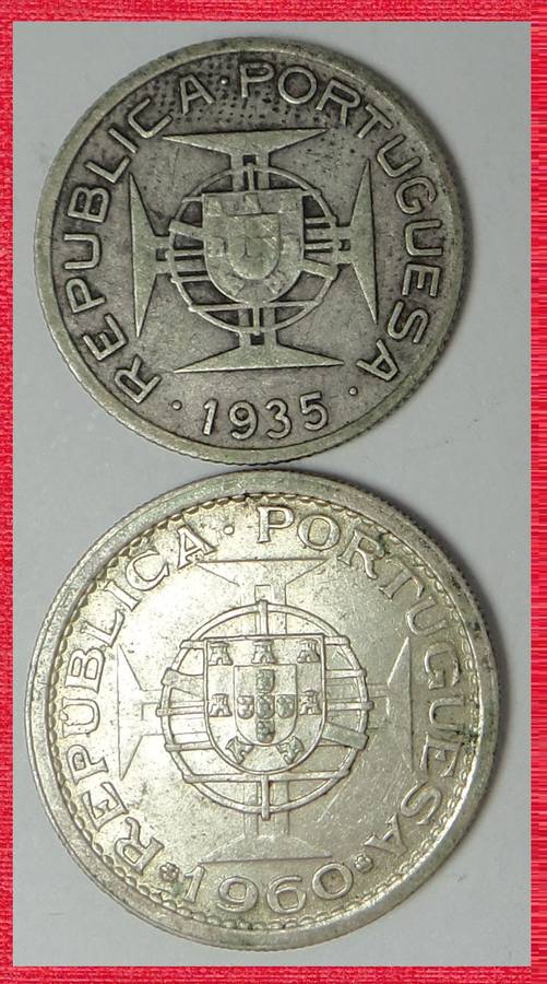 Two Silver Mozambique Coins of 1935 & 1960