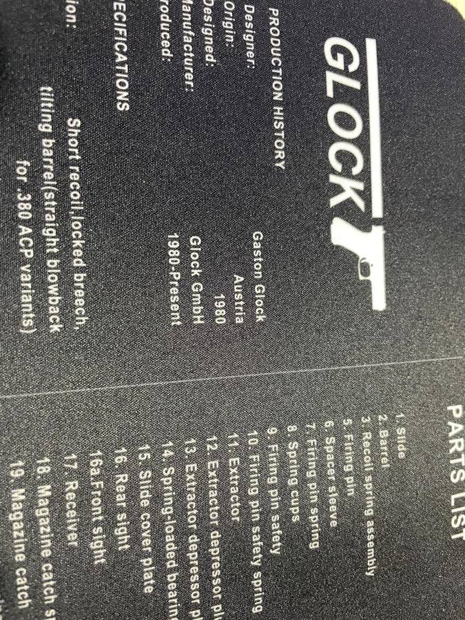 Gun cleaning Mat : Glock