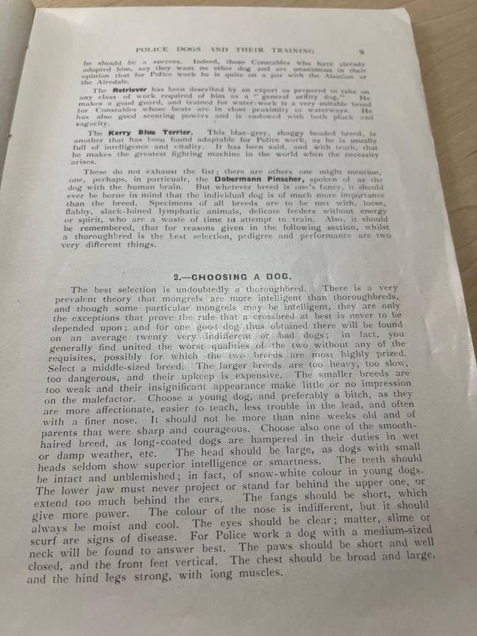 Dog Training Manual - 1933 Old British Police Manual - awesome