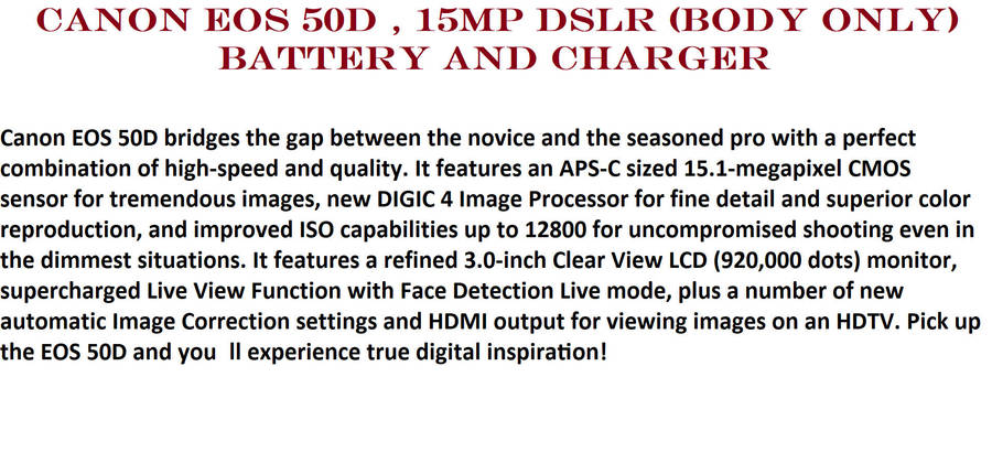 Canon EOS 50D 15MP DSLR ( BODY)