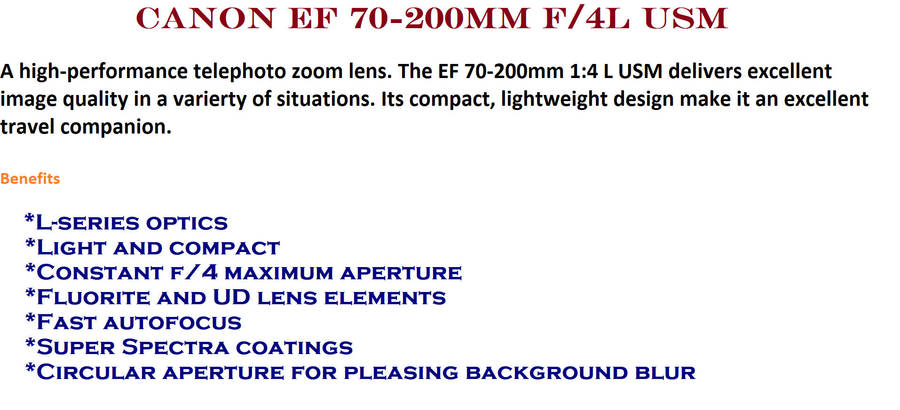 CANON EF 70-200mm f/4L USM