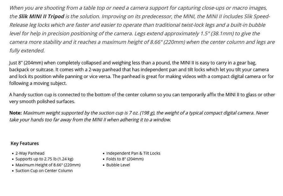 Slik MINI II Tripod