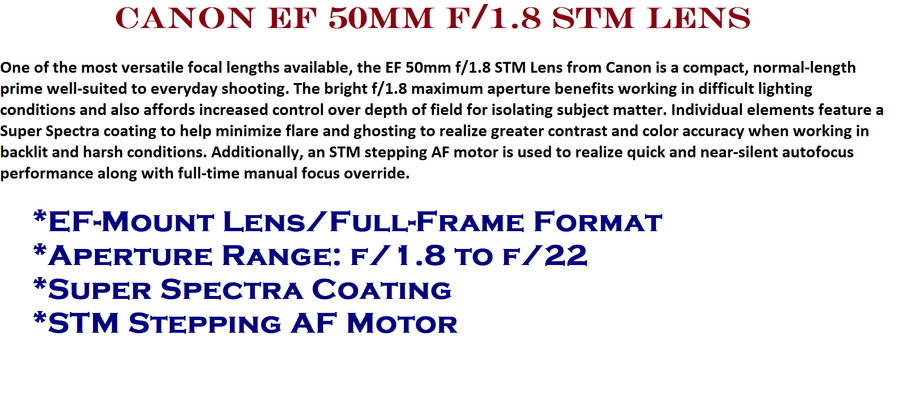 Canon EF 50mm f/1.8 STM Lens IN VERY GOOD CONDITION