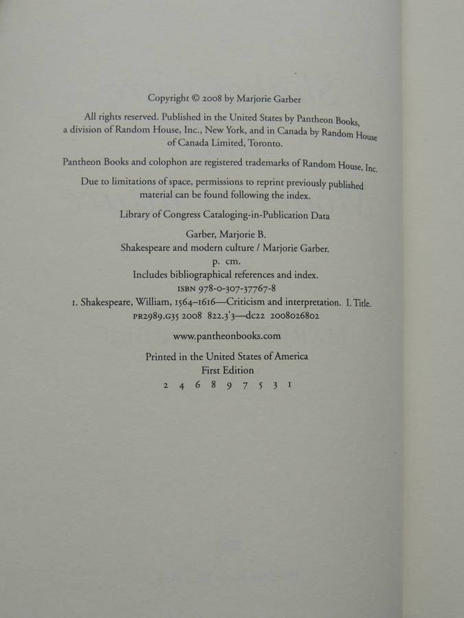 Shakespeare And Modern Culture- Marjorie Garber