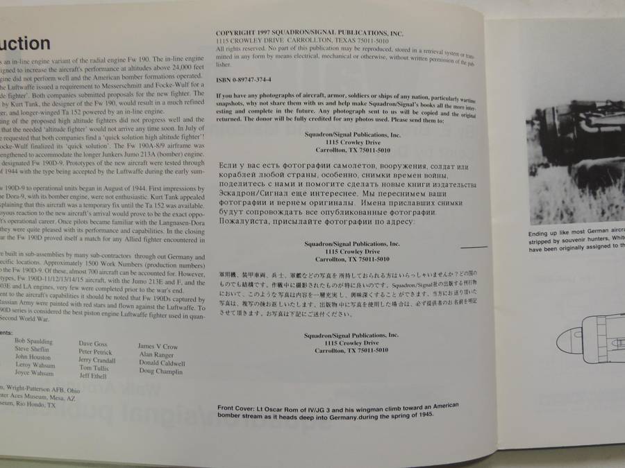 Squadron / Signal Publications Walk Around No. 10: Walk Around FW 190D E. Brown Ryle & Malcolm Laing