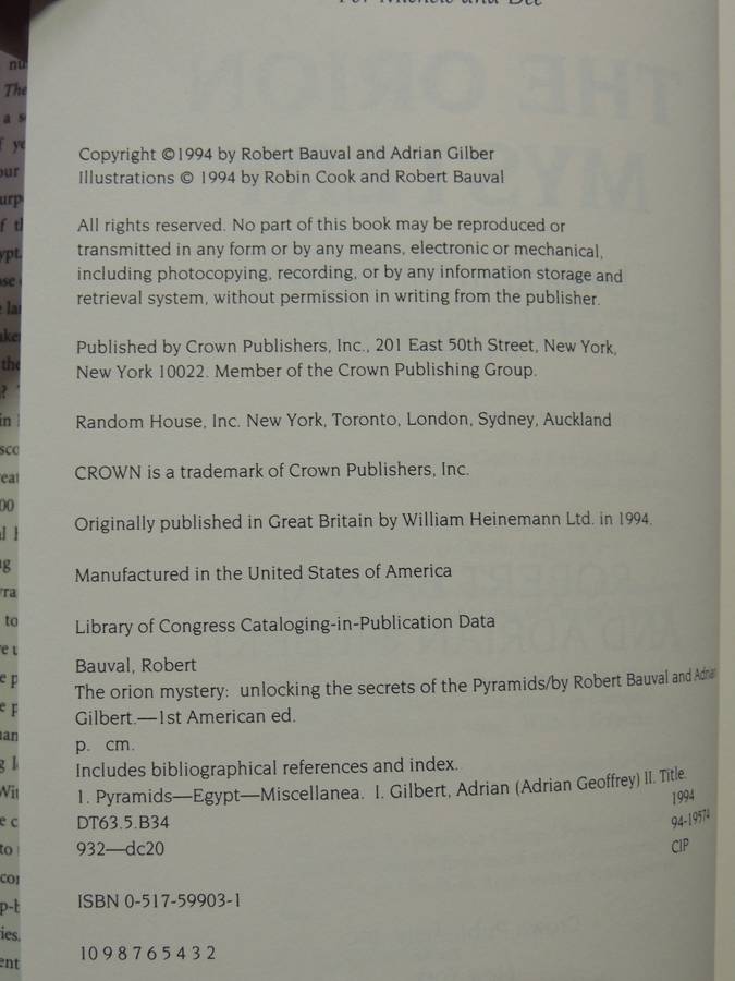 The Orion Mystery: Unlocking The Secrets Of The Pyramids - Robert Bauval & Adrian Gilbert