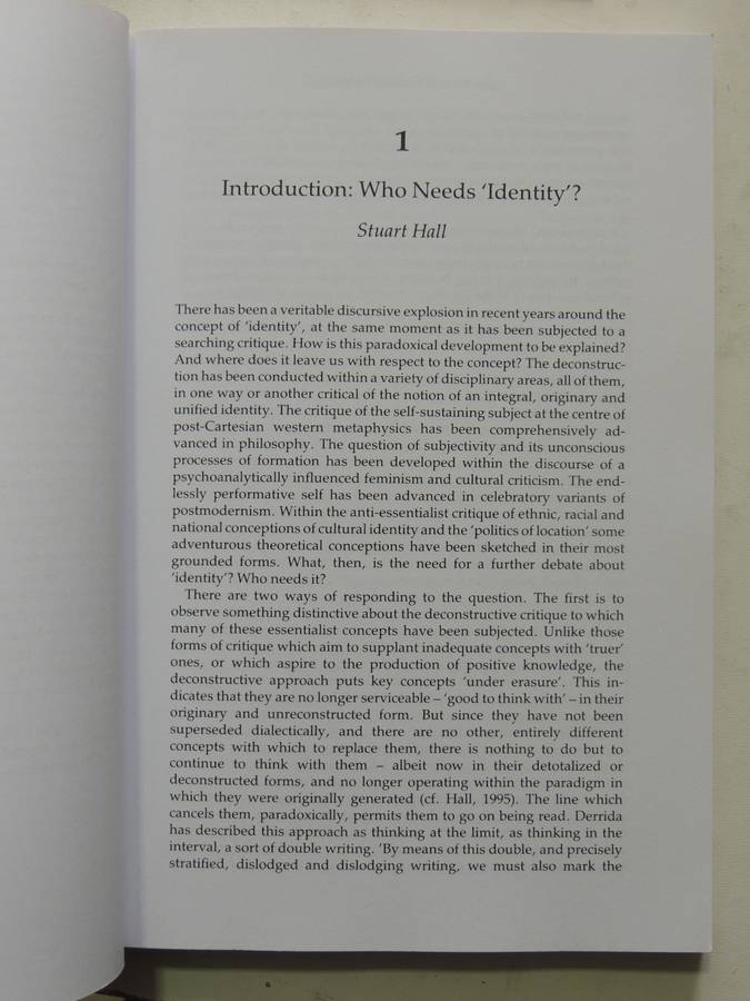 Questions Of Cultural Identityed Stuart Hall & Paul Du Gay