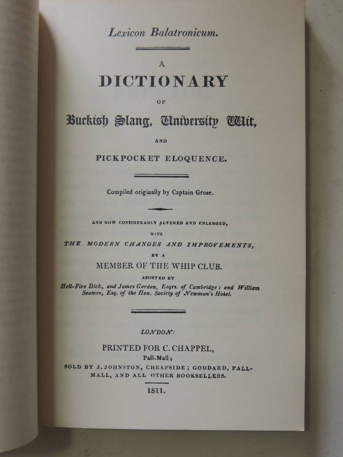 1811 Dictionary Of The Vulgar Tongue - A Dictionary Of Buckish Slang, University Wit & Pickpocket El