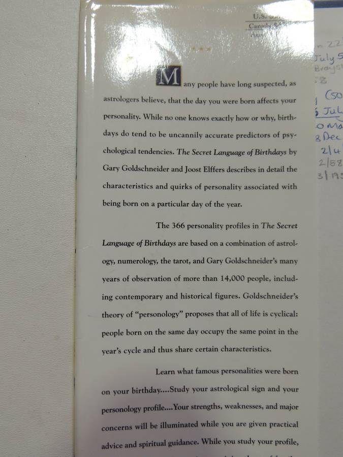 The Secret Language of Birthdays, Personolology Profiles for Each Day of the YearGary Goldschneider