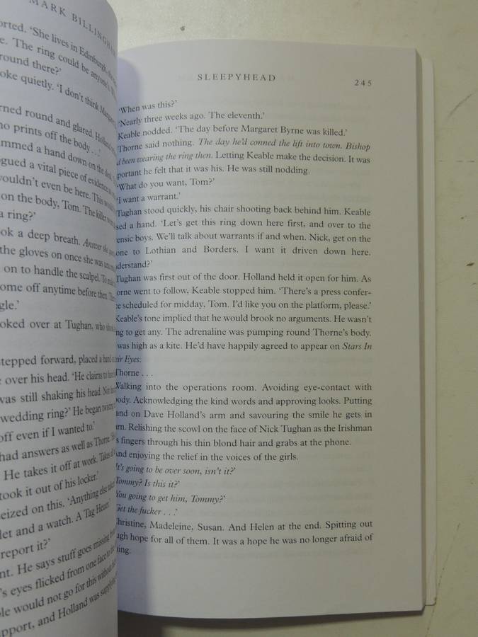 Sleepy Head - Mark Billingham     FIRST NOVEL, UNCORRECTED PROOF
