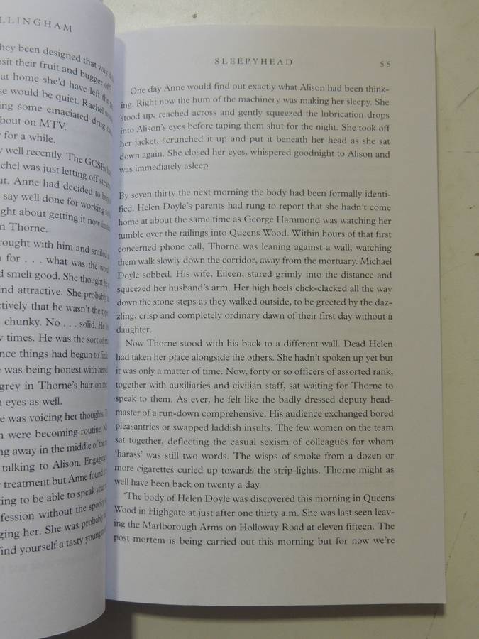 Sleepy Head - Mark Billingham     FIRST NOVEL, UNCORRECTED PROOF