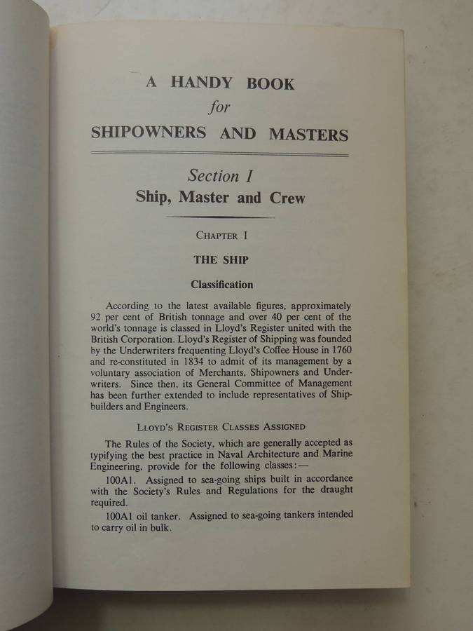 Handy Book For Shipowners & Masters (16th Edition)H. Holman