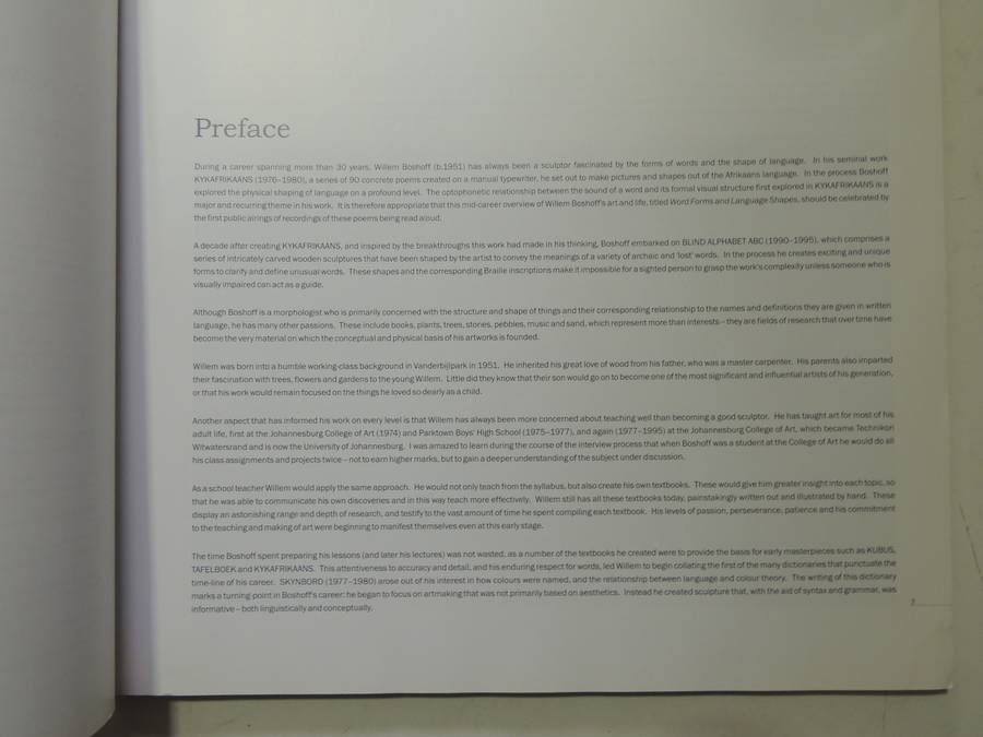 Willem Boshoff - Word Forms And Language Shapes 1975 - 2007 - curated Warren Siebrits