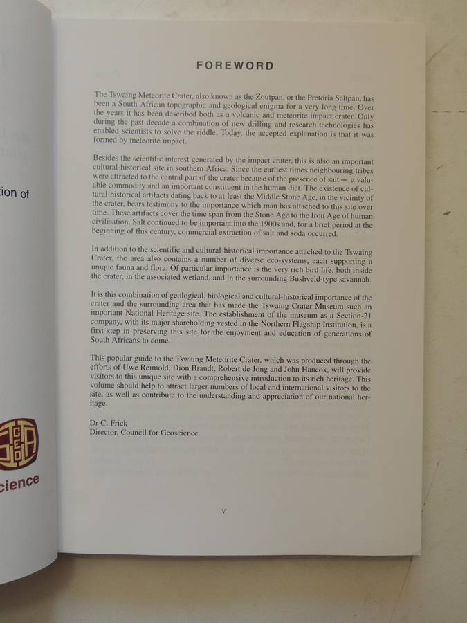 Tswaing Meteorite Crater: An Introduction To The Natural And Cultural History Of The Tswaing Region