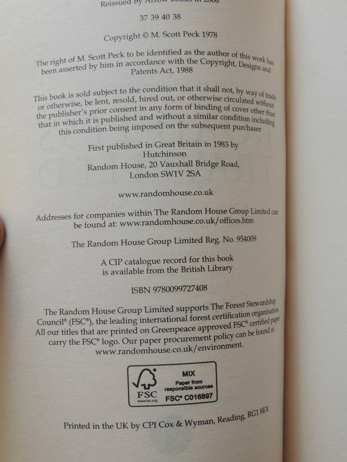 The Road Less Travelled, A New Psychology of Love,Traditional Values & Spiritual GrowthM Scott Peck