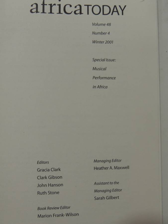 Africa Today: Special Issue-Musical Performance In Africa (Volume 48 No. 4 Winter 2001