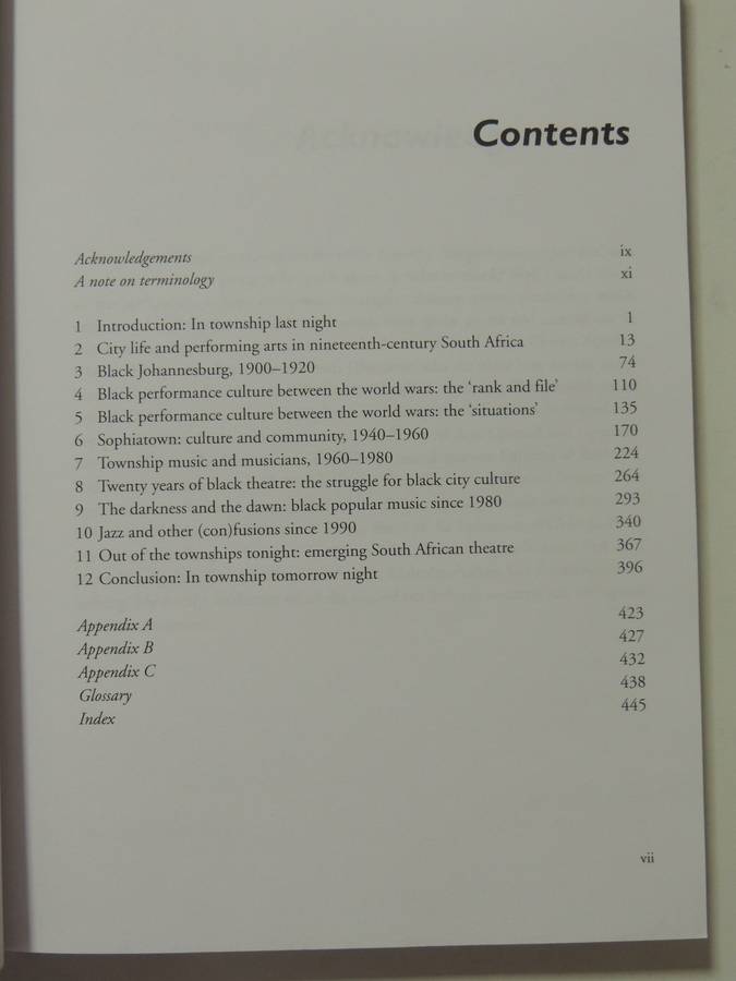 In Township Tonight!:3 Centuries Of South African Black City Music & Theatre David Coplan Inscribed