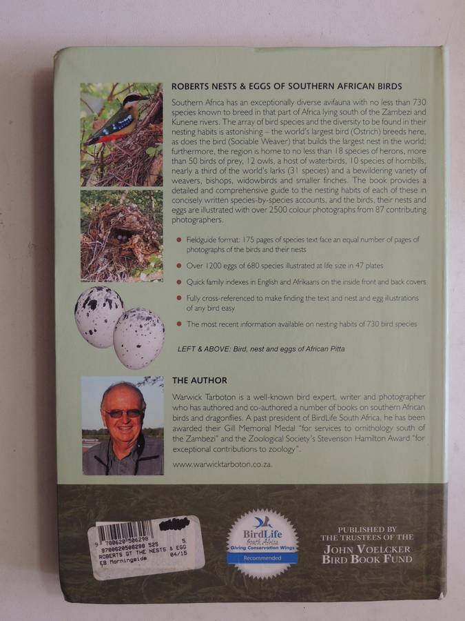 Roberts Nests & Eggs of Southern African Birds - Warwick Tarboton
