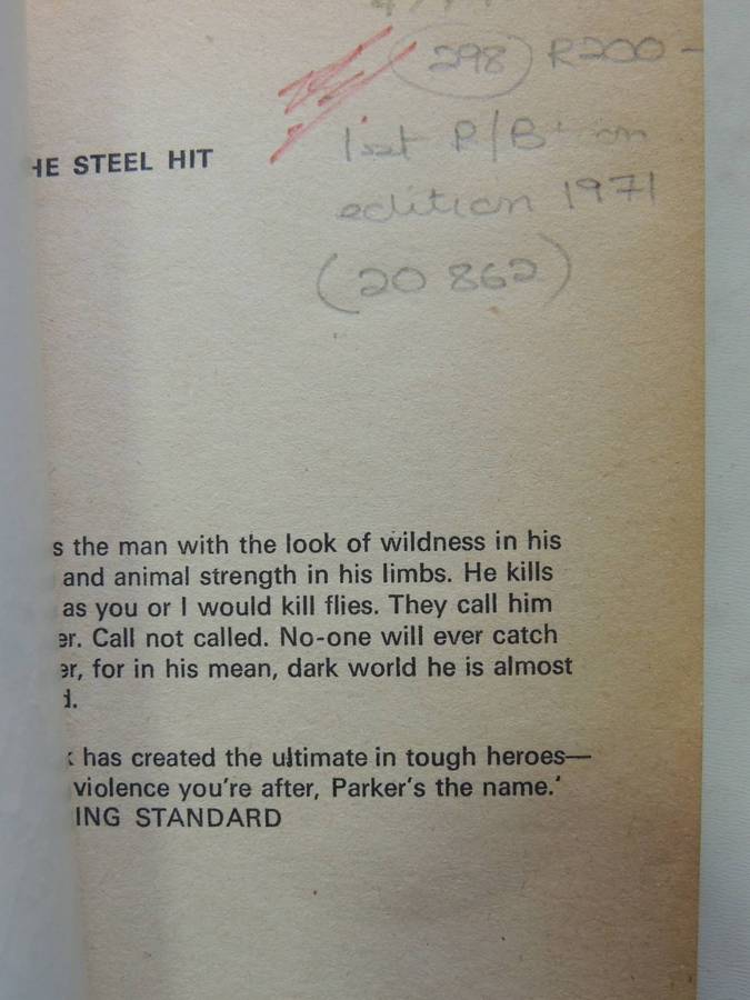 Parker Is In Series: The Steel Hit (1st P/B Edition 1971) -  Richard Stark
