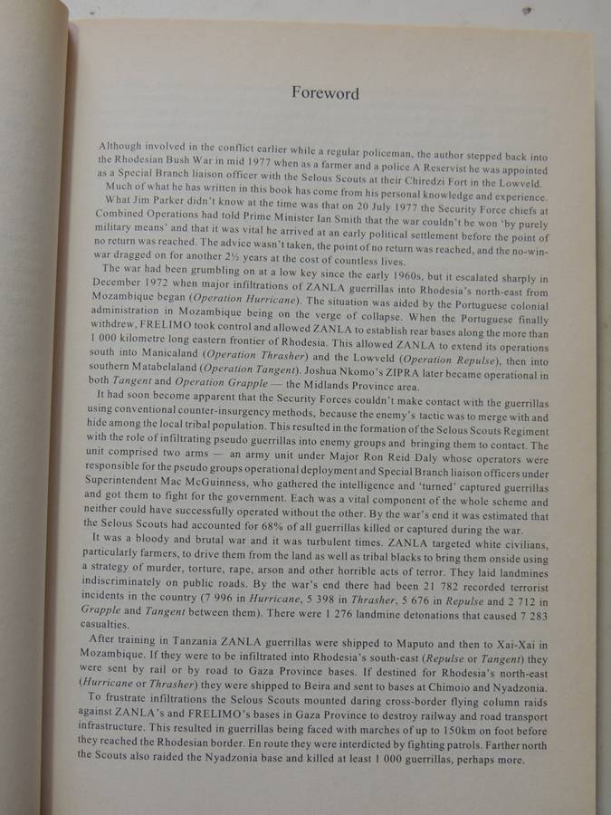 Assignment Selous Scouts - Inside Story Of A Rhodesian Special Branch Officer Jim Parker