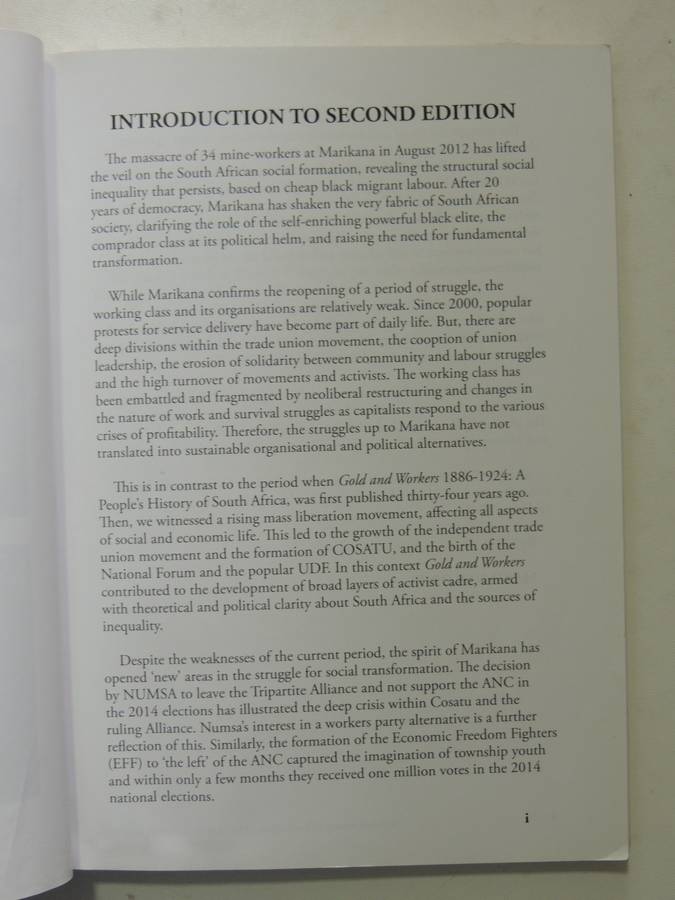 Gold & Workers: A People's History Of South Africa 1886-1924 Vol 1 - Luli Callinicos  (2nd Edition)