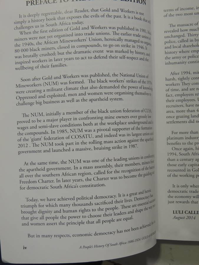 Gold & Workers: A People's History Of South Africa 1886-1924 Vol 1 - Luli Callinicos  (2nd Edition)
