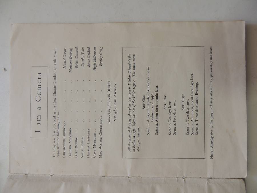 I Am A Camera, A Play in Three Acts - John van Druten     Pub 1954