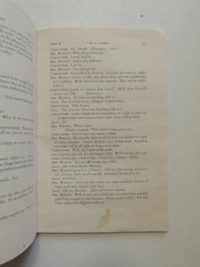 I Am A Camera, A Play in Three Acts - John van Druten     Pub 1954